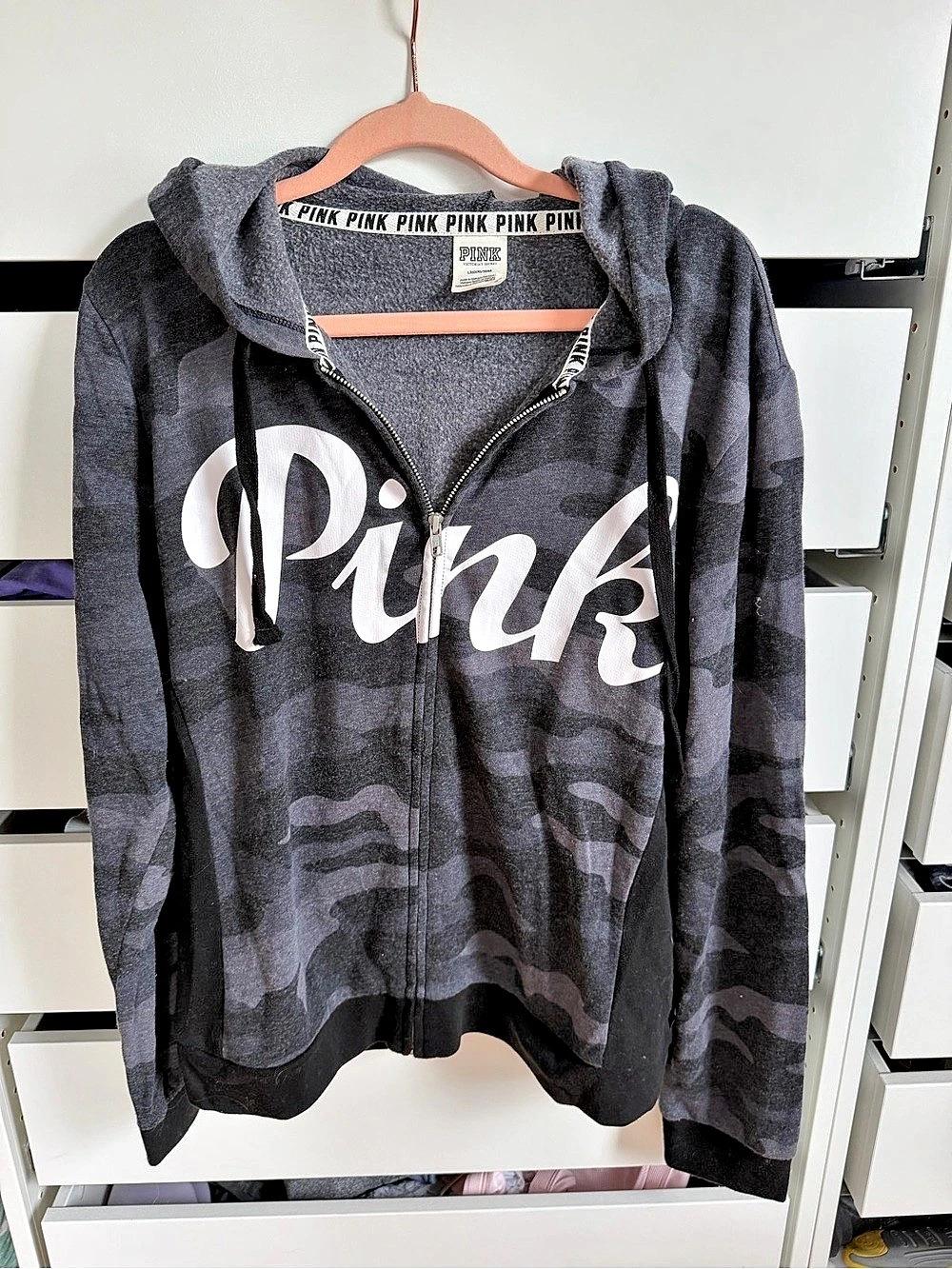 Victoria's Secret PINK Camo Zip Hoodie in Gray Like New